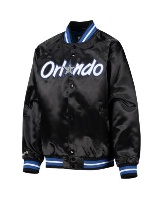Big Boys Black Orlando Magic Hardwood Classics Satin Raglan Full-Snap Jacket
