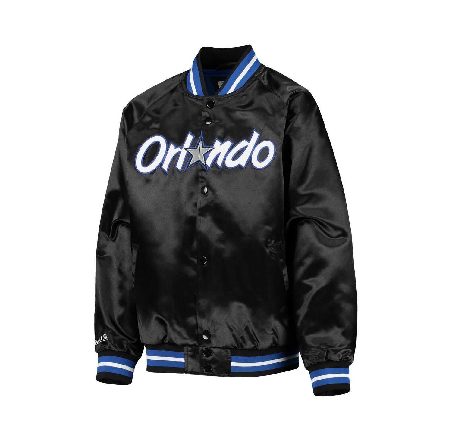 Big Boys Black Orlando Magic Hardwood Classics Satin Raglan Full-Snap Jacket