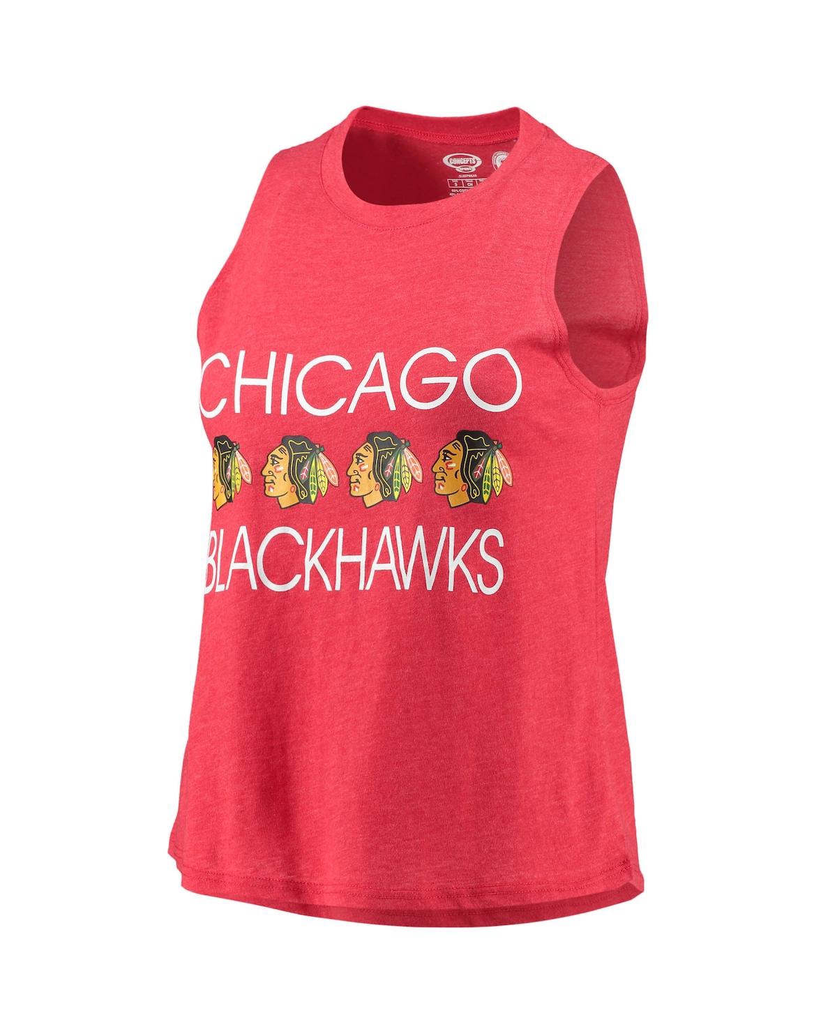 Shop Concepts Sport Women's  Red, Black Chicago Blackhawks Meter Tank Top And Pants Sleep Set In Red,black