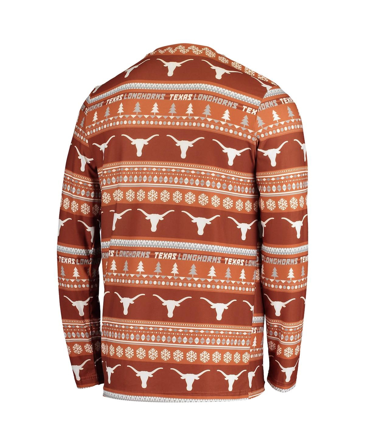 Shop Concepts Sport Men's  Texas Orange Texas Longhorns Ugly Sweater Knit Long Sleeve Top And Pant Set