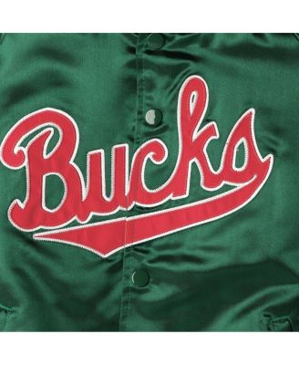 Big Boys Green Milwaukee Bucks Hardwood Classics Satin Raglan Full-Snap Jacket