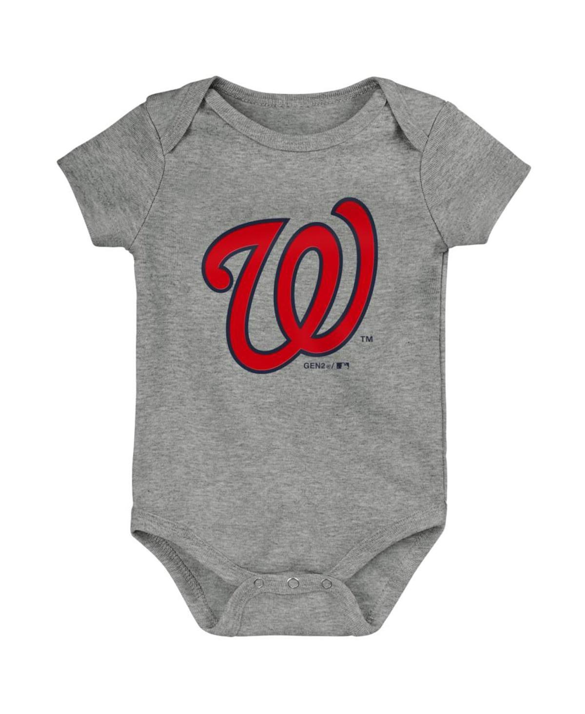 Shop Outerstuff Unisex Infant Red And Navy And Gray Washington Nationals Born To Win 3-pack Bodysuit Set In Red,navy,gray