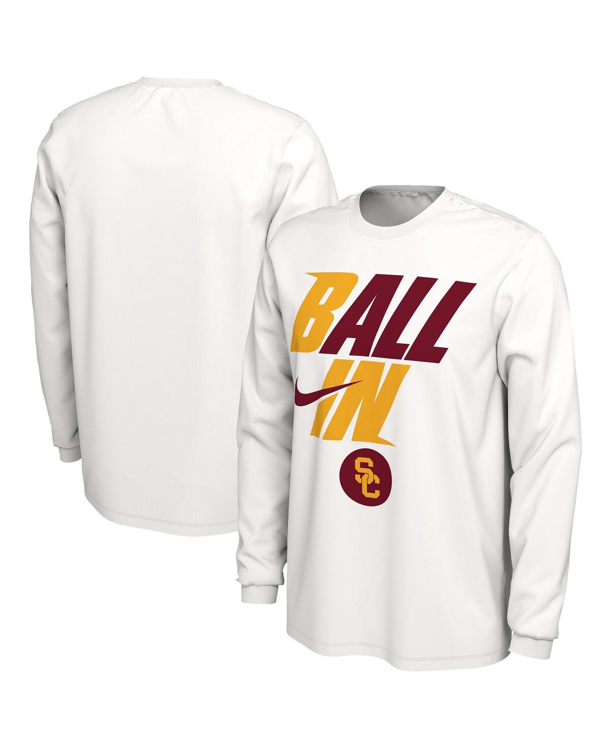 Men's NikeUsc Trojans Ball In Bench Long Sleeve T-shirt - White