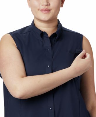 Plus Size PFG Tamiami Button-Front Sleeveless Top