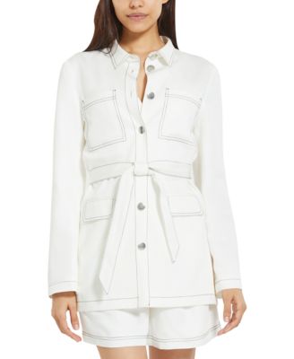 Contrast-Seam Belted Jacket \u0026 Reviews 