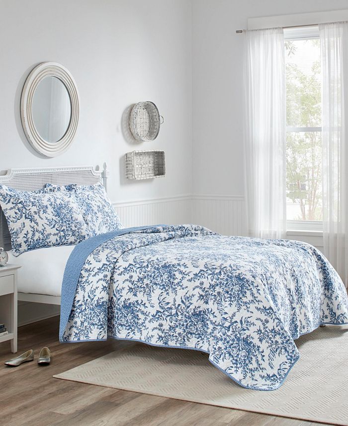 Laura Ashley Bedford Cotton Reversible 3 Piece Quilt Set, King Macy's