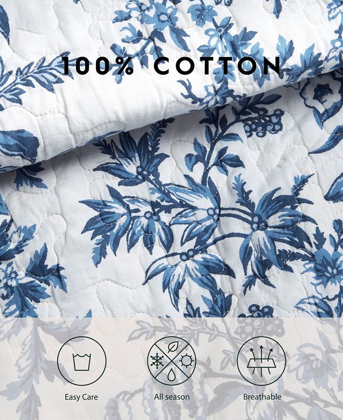 Laura Ashley Bedford Cotton Reversible 3 Piece Quilt Set, King Macy's