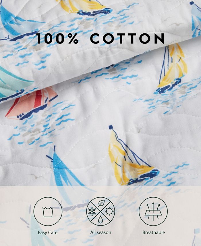 Laura Ashley Ahoy Cotton Reversible 2 Piece Quilt Set, Twin Macy's