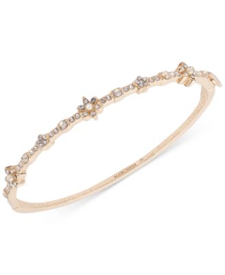 Crystal & Imitation Pearl Flower Bangle Bracelet