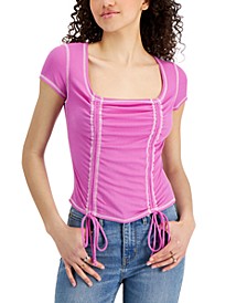 Juniors' Square-Neck Ruched Top