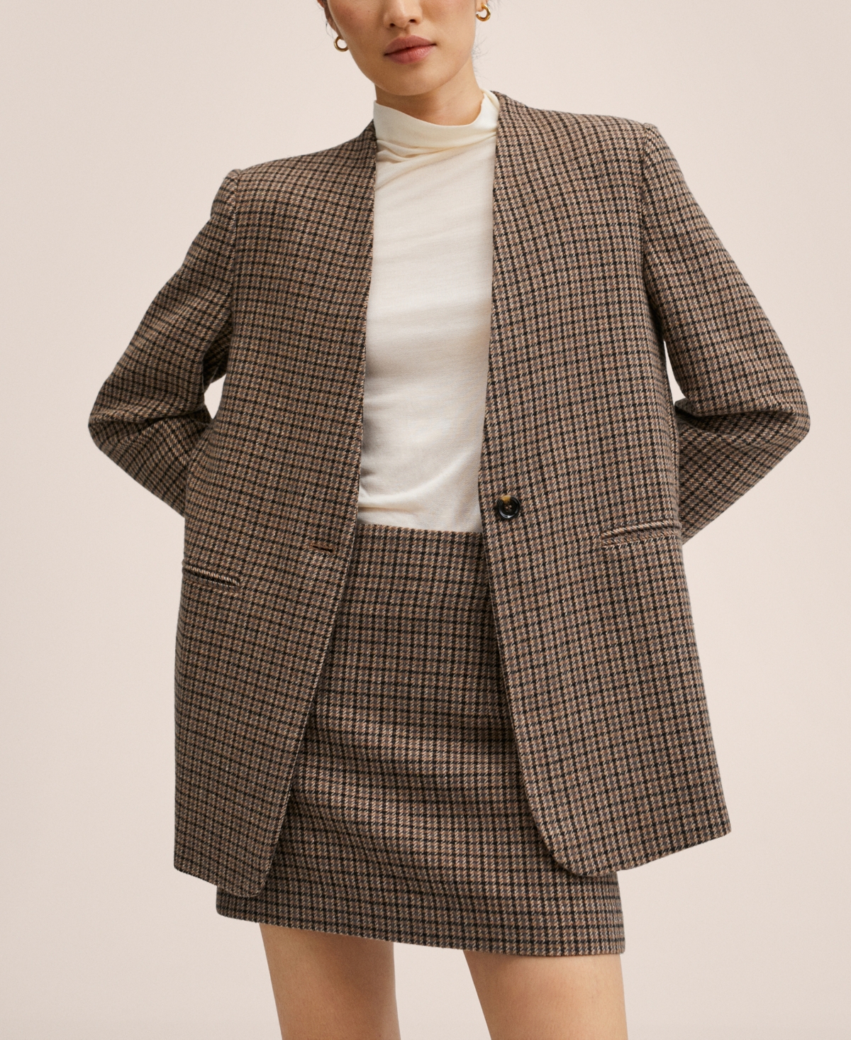 Mango Women's Belt Check Blazer