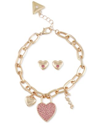 guess charm bracelet and earring set