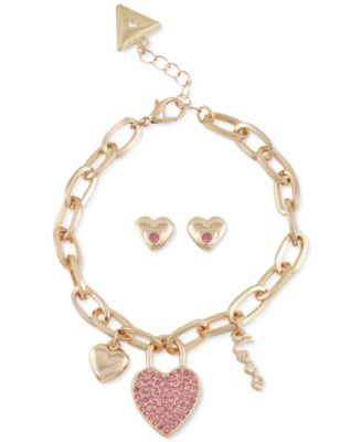 Bracelet GUESS Heart Cage - Or Rose S, Acier Inoxydable, Neuf Avec étiquettes