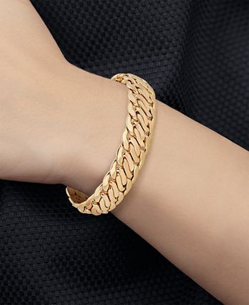 Italian Gold - Wide Fancy Link Chain Bracelet in 14k Gold