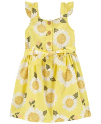 Toddler Girls Sunflower Linen Dress