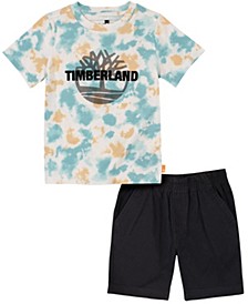 Toddler Boys Short Sleeve Tie Dye Logo T-shirt and Twill Shorts, 2 Piece Set