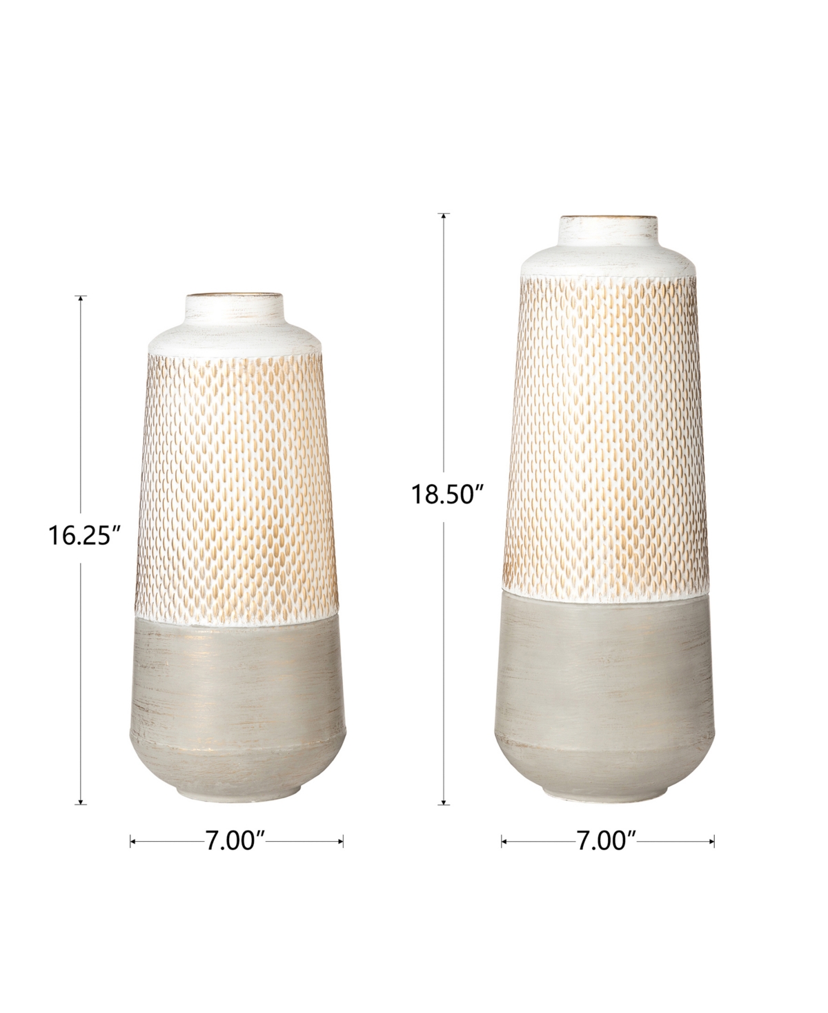 Glitzhome Modern Farmhouse - Modern Industrial Textured Table Vases, Set Of 2 In Gold-tone,gray