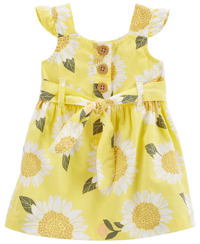Carter s Baby Girls Sunflower Linen Dress with Diaper Cover Macy s