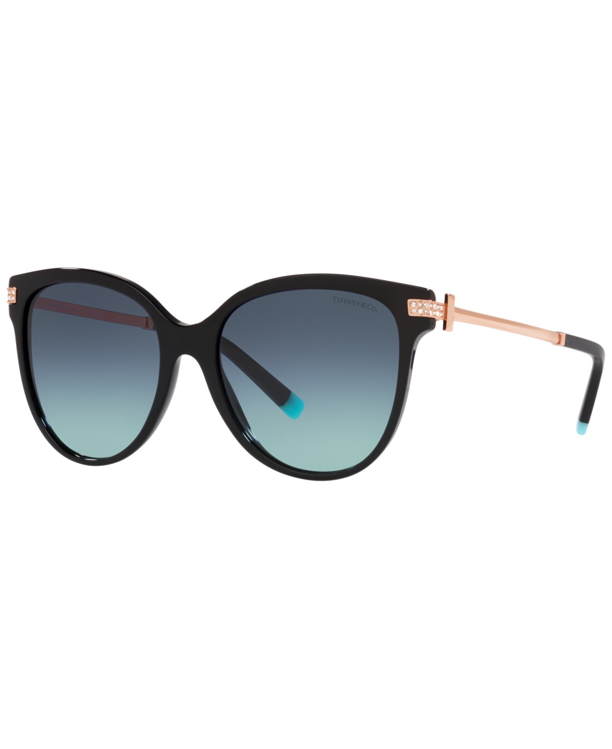 Shop Tiffany & Co Women's Low Bridge Fit Sunglasses, Tf4193bf In Black