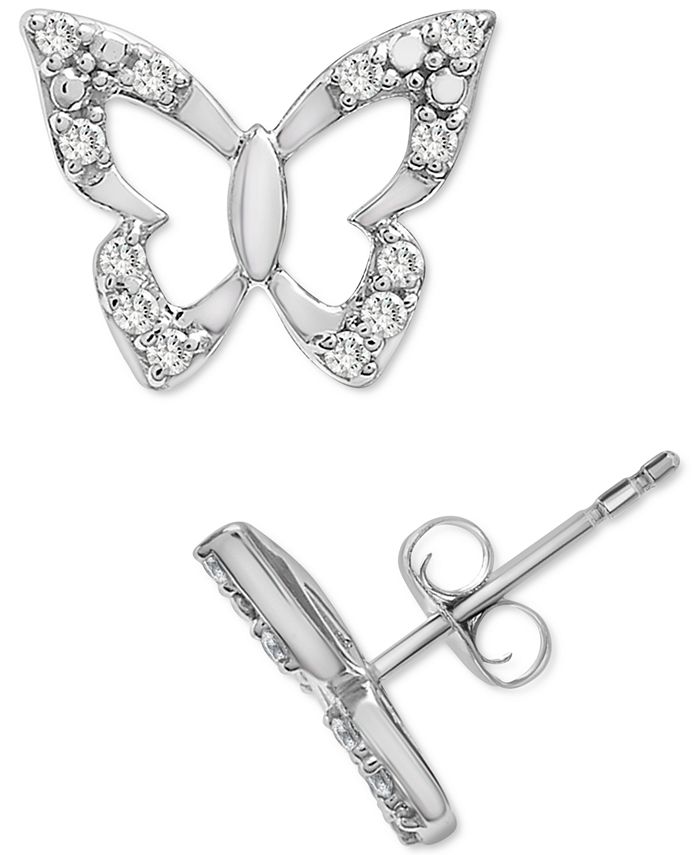 Wrapped - Diamond Butterfly Stud Earrings (1/10 ct. t.w.) in 14k White Gold
