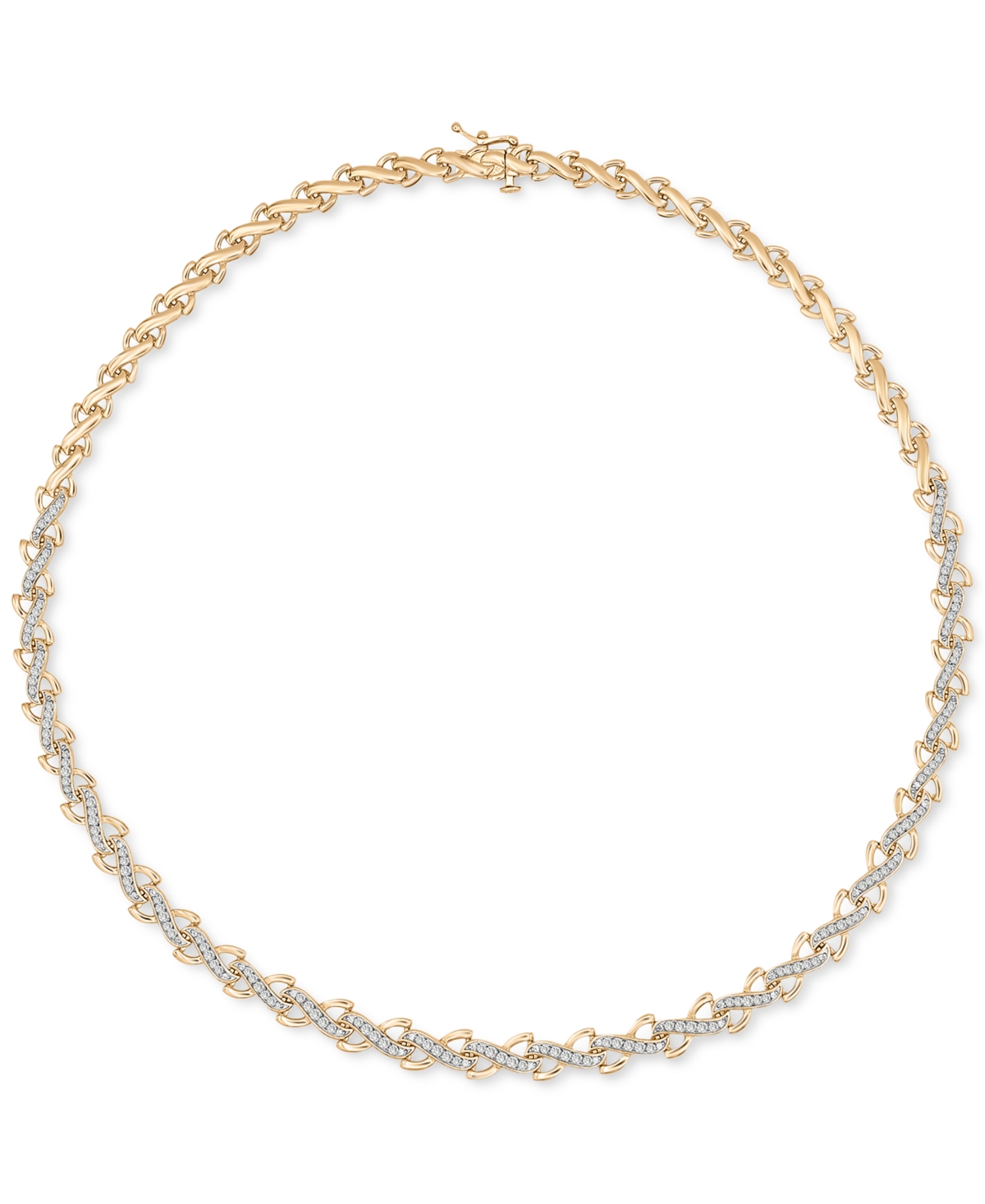 Diamond All-Around 17" Collar Necklace (1 ct. t.w.) in 10k Gold, Created for Macy's - Yellow Gold