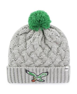 Women s Gray Philadelphia Eagles Fiona Historic Logo Cuffed Knit Hat with Pom Macy s