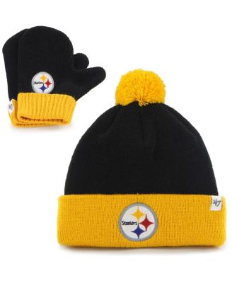 47 Brand Toddler Unisex Black and Gold Pittsburgh Steelers Bam Bam Cuffed Knit  Hat with Pom and Mittens Set - Macy's