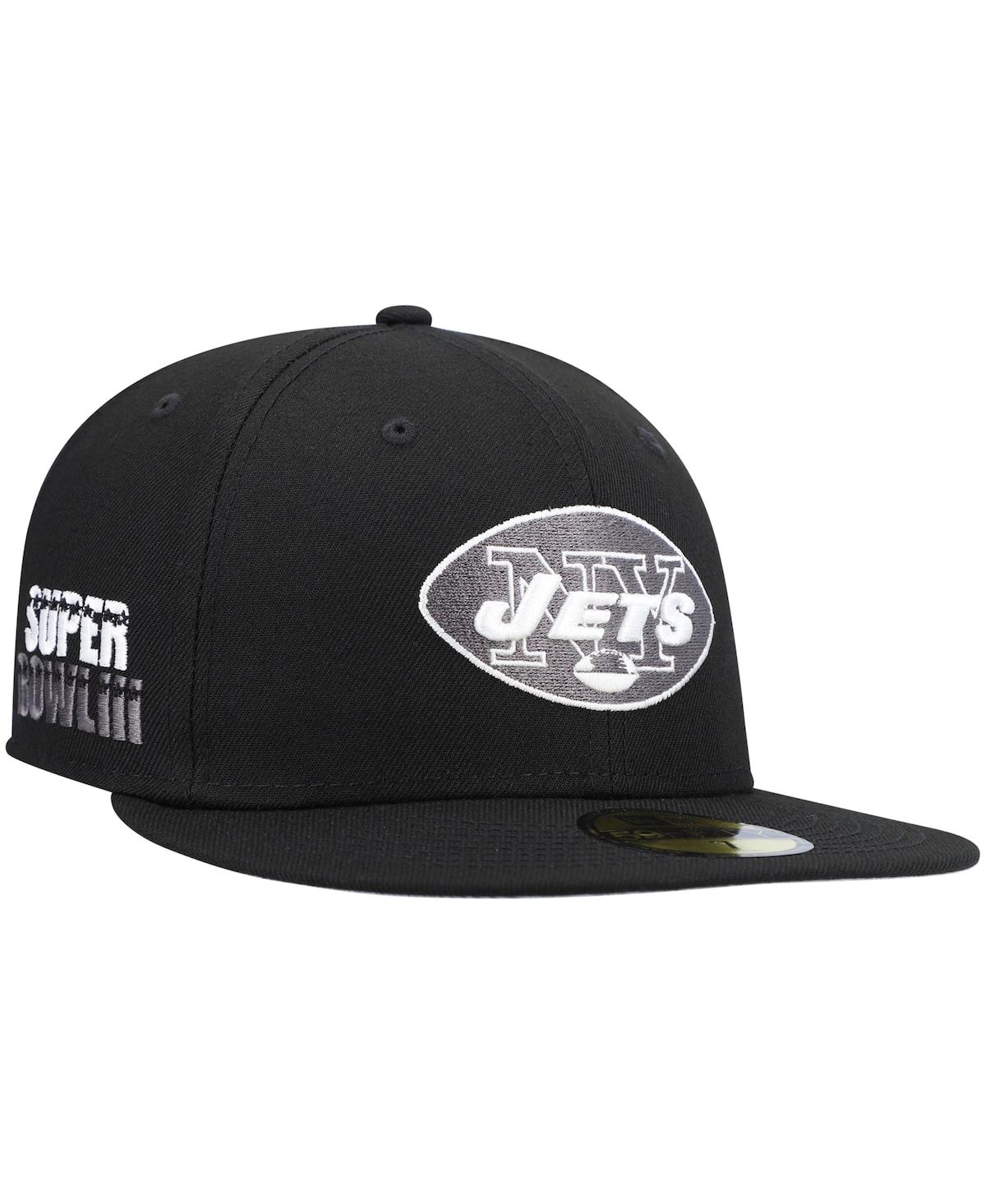 UPC 195954042920 product image for Men's Black New York Jets Super Bowl Patch 59FIFTY Fitted Hat | upcitemdb.com