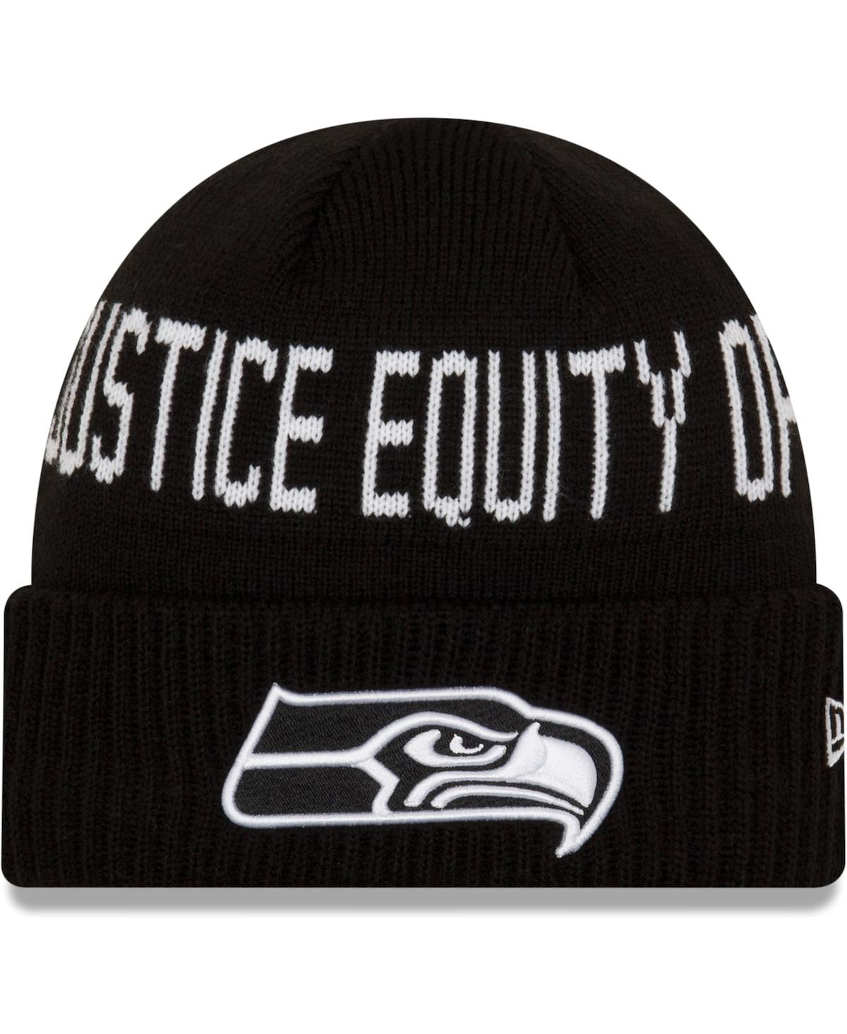 New Era Kids' Big Boys And Girls Black Seattle Seahawks Social Justice Cuffed Knit Hat