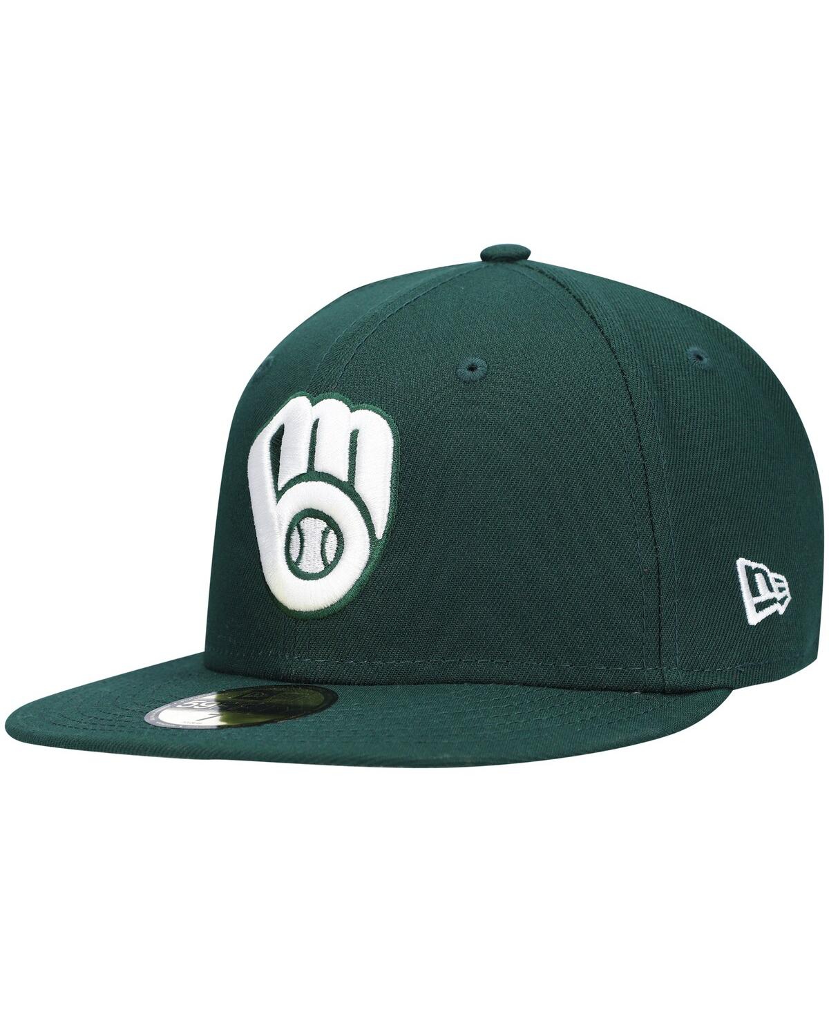 Men'sMilwaukee Brewers Logo White 59Fifty Fitted Hat - Green