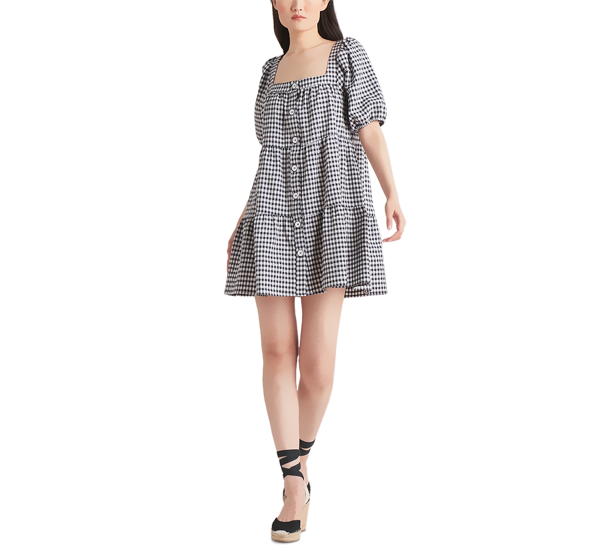 Black Tape Women's Gingham Mini Dress In Black/white Gingham | ModeSens