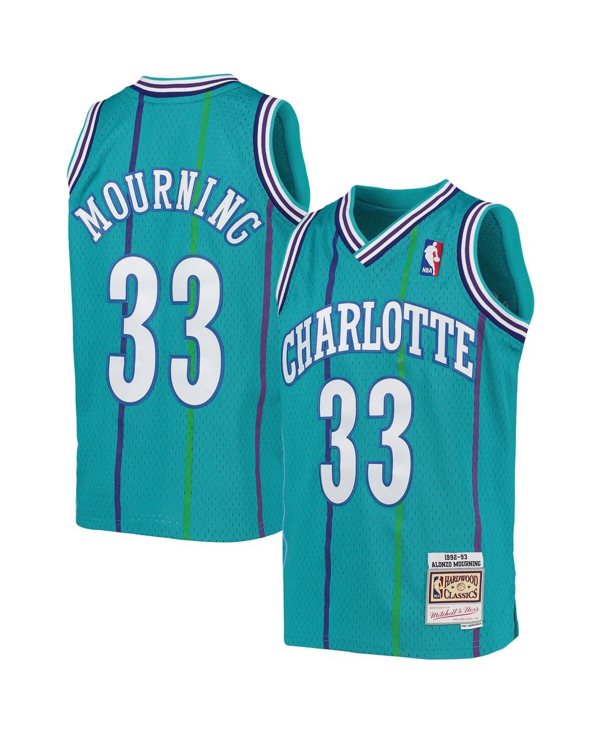Boys Youth Alonzo MourningCharlotte Hornets 1992-93 Hardwood Classics Swingman Jersey - Teal