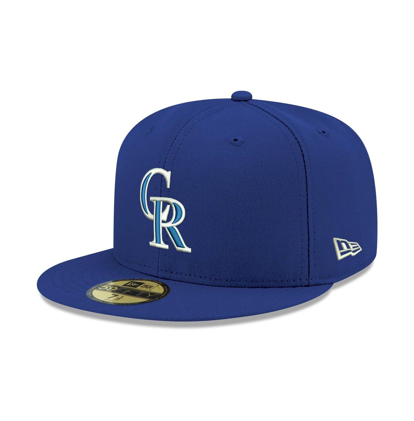 Мужская кепка New Era Royal Colorado Rockies Logo White 59FIFTY Fitted Hat — фото 2