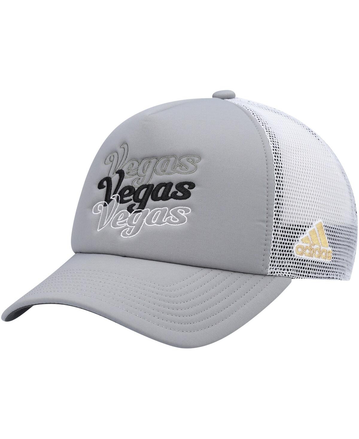 Shop Adidas Originals Women's Gray, White Vegas Golden Knights Foam Trucker Snapback Hat In Gray,white