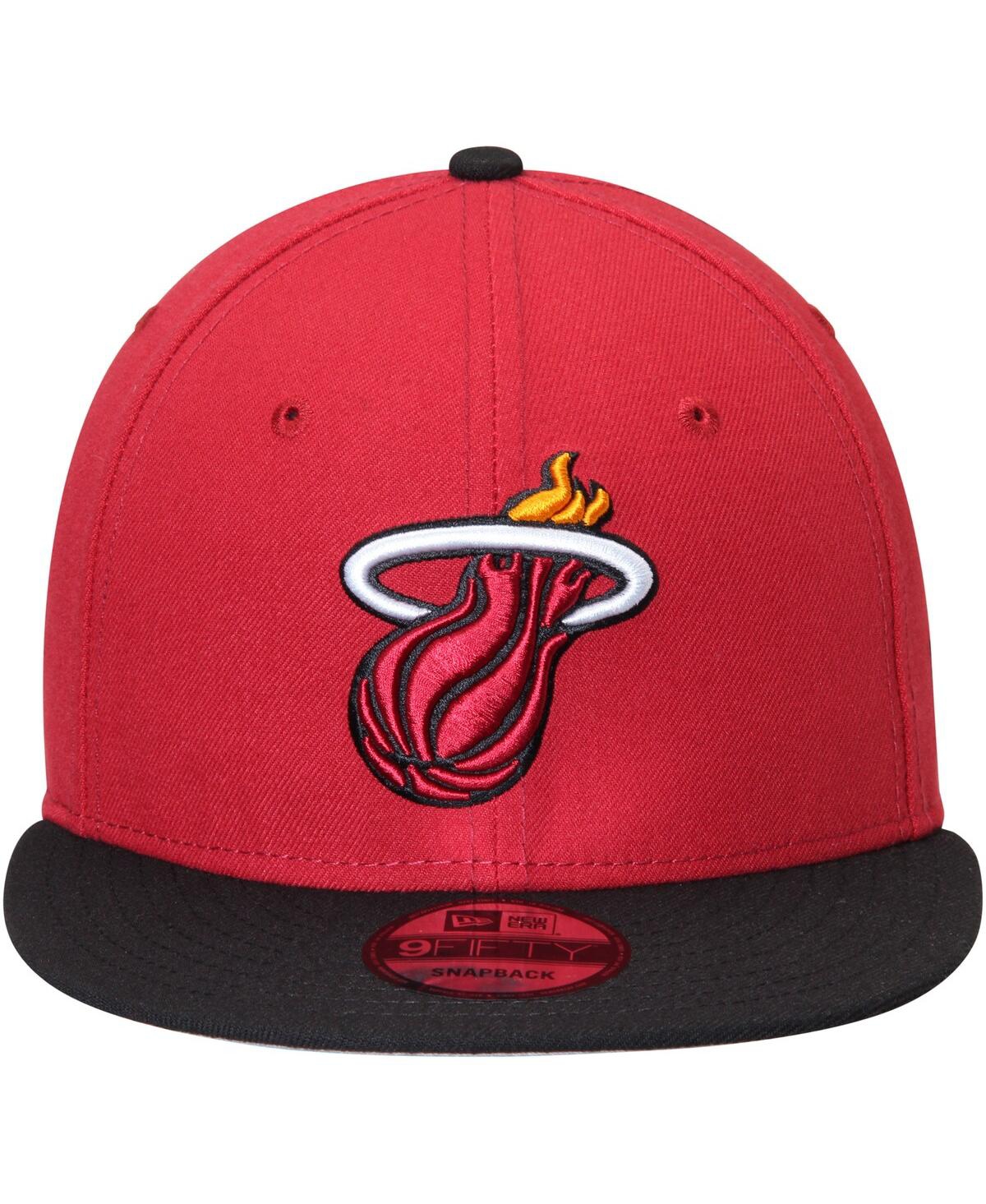 New Era Men's Red And Black Miami Heat 2-tone 9fifty Adjustable Snapback Hat In Red,black