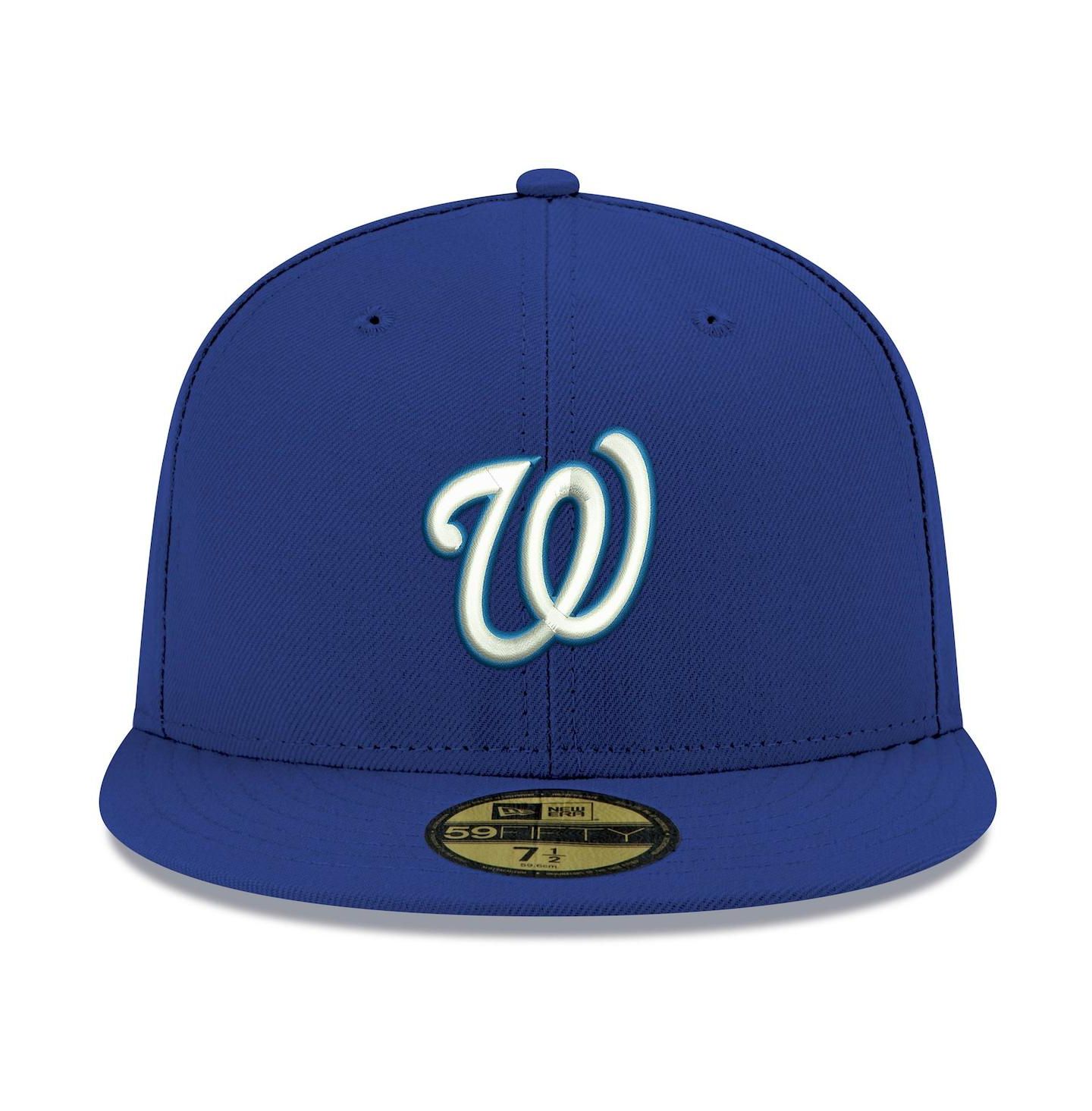 Мужская кепка New Era Royal Washington Nationals Logo White 59Fifty Fitted Hat — фото 3