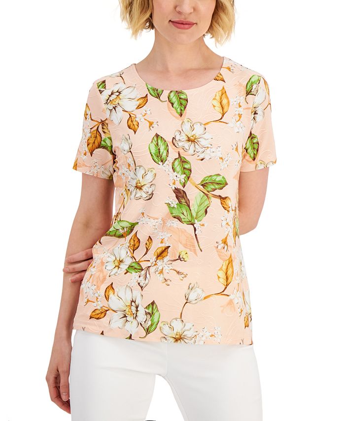 JM Collection Women's Jardin Tropical Print Top, Created for Macy's ...
