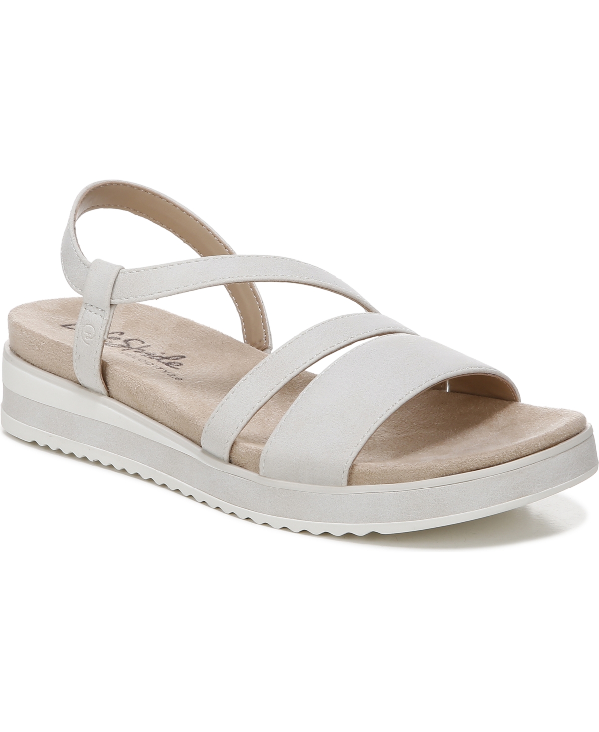 Lifestride Zoe Strappy Sandals Women's Shoes In Bone Faux Leather ...