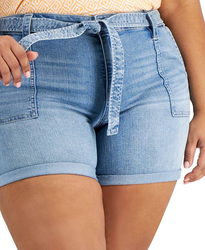 Style & Co Plus Denim Utility Shorts, Created for Macy's Macy's