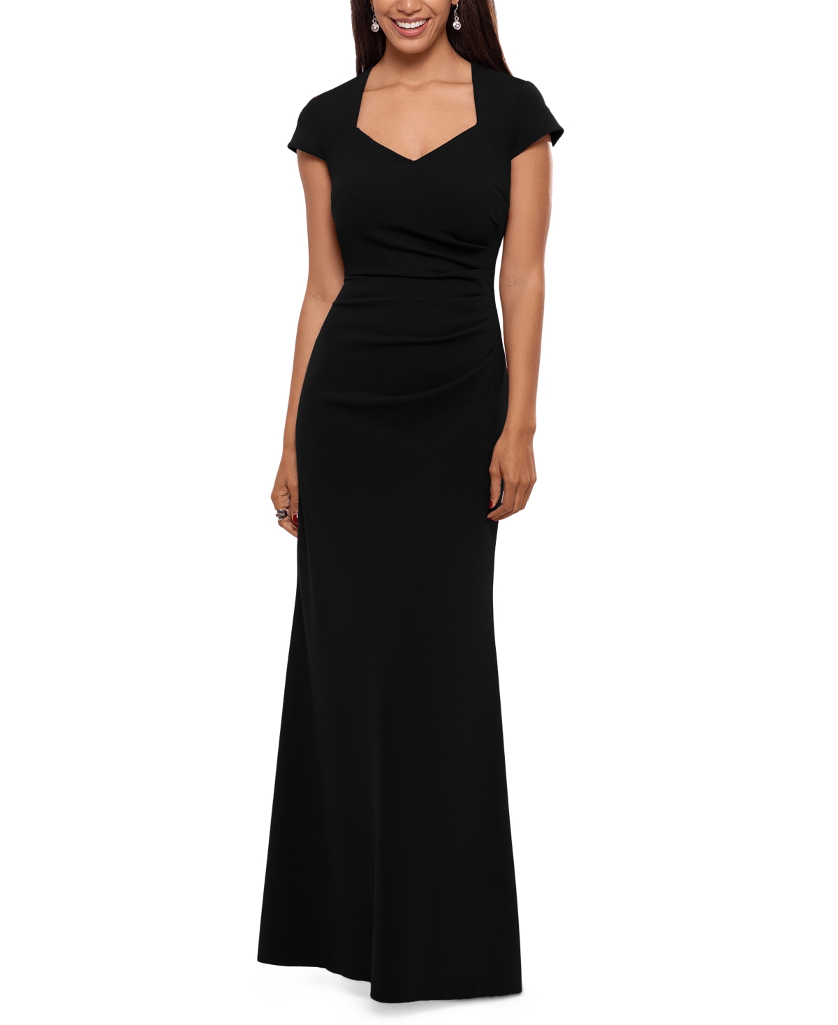 Xscape Ruffled Cutout-back Gown In Black