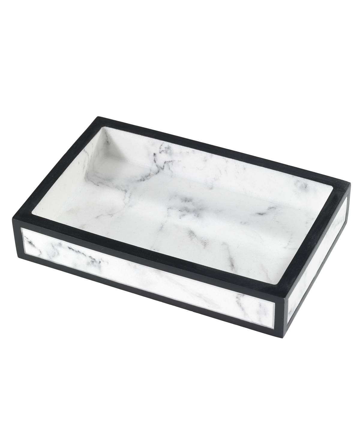 Jasper Framed Marble-look Resin Soap Dish - White, Black