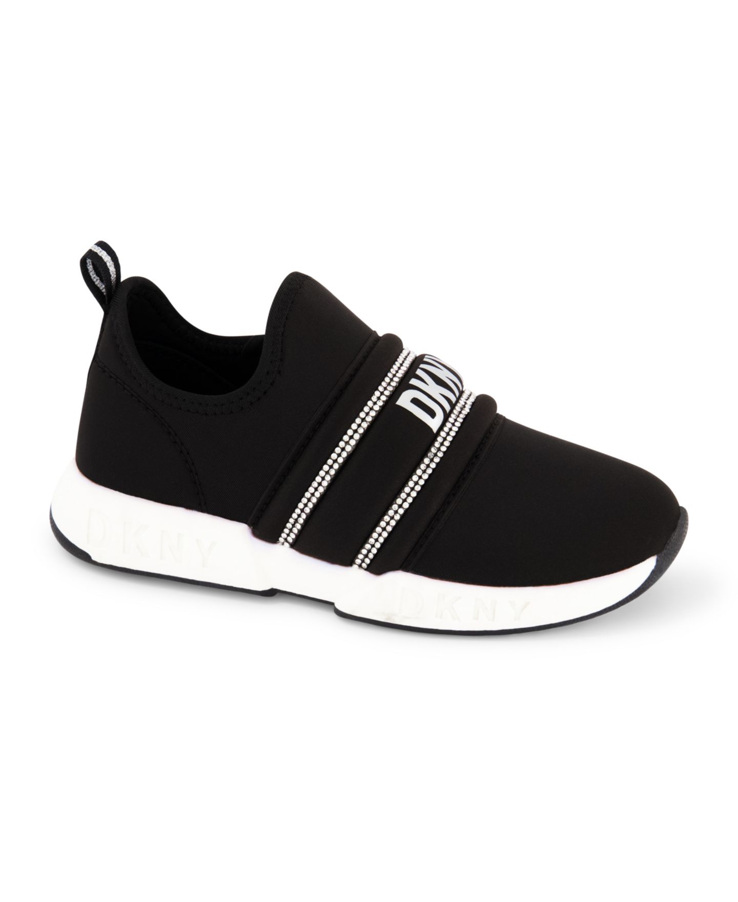 Кроссовки DKNY Bedazzled Logo Sport Stretch Slip On Sneakers для девочек, цвет: Чёрный — фото 1
