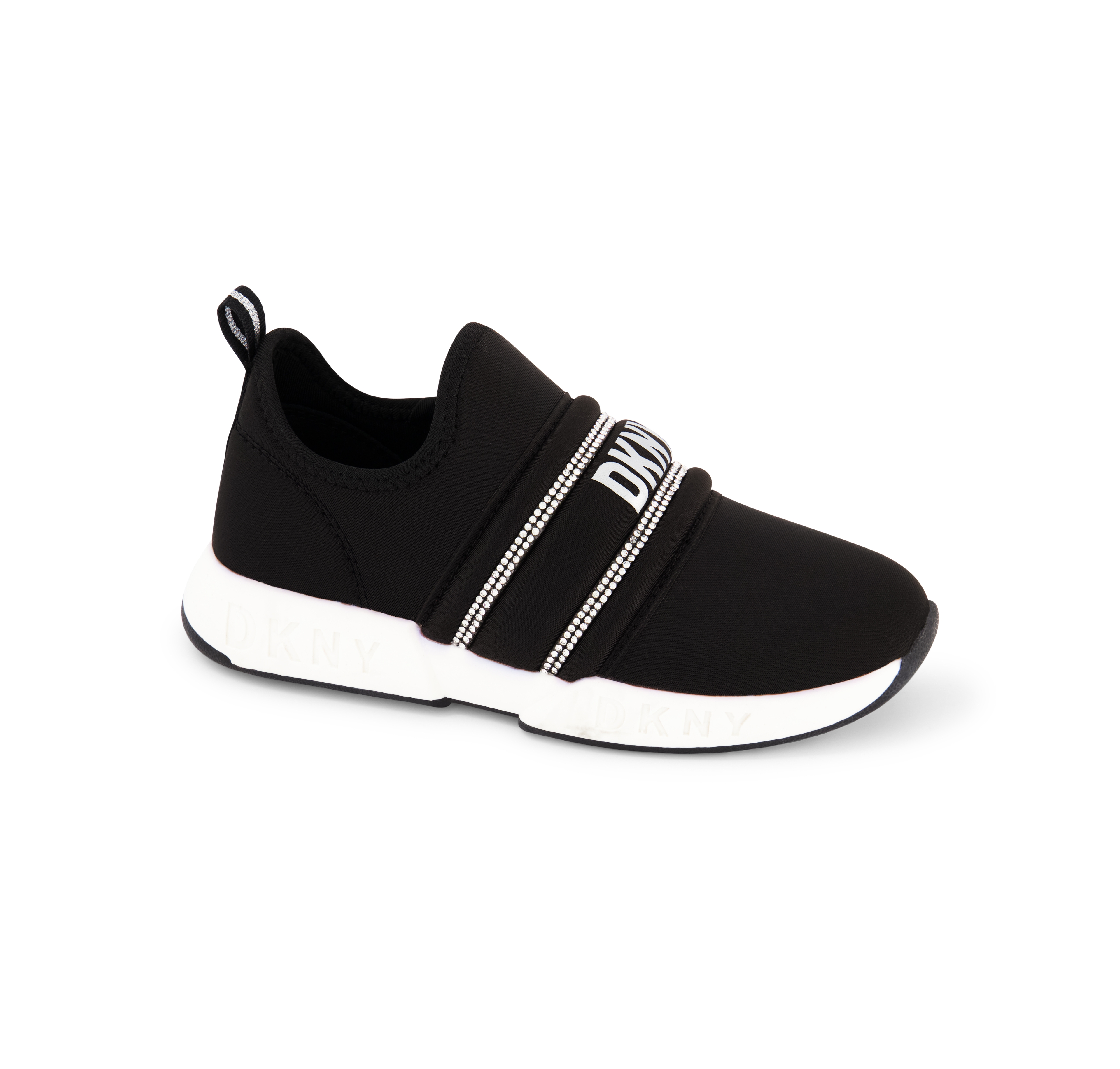 Dkny Little Girls Bedazzled Logo Sport Stretch Slip On Sneakers