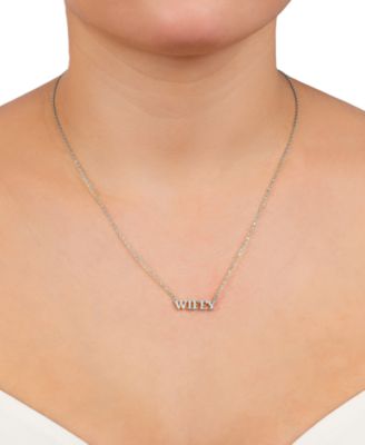Cubic Zirconia Wifey Pendant Necklace in Sterling Silver, 16" + 2" extender, Created for Macy's