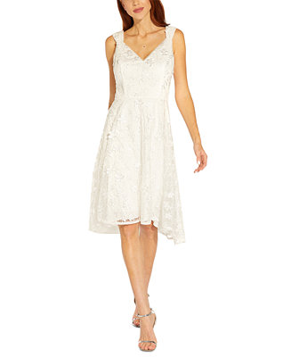 Adrianna Papell Embroidered High-Low Dress - Macy's