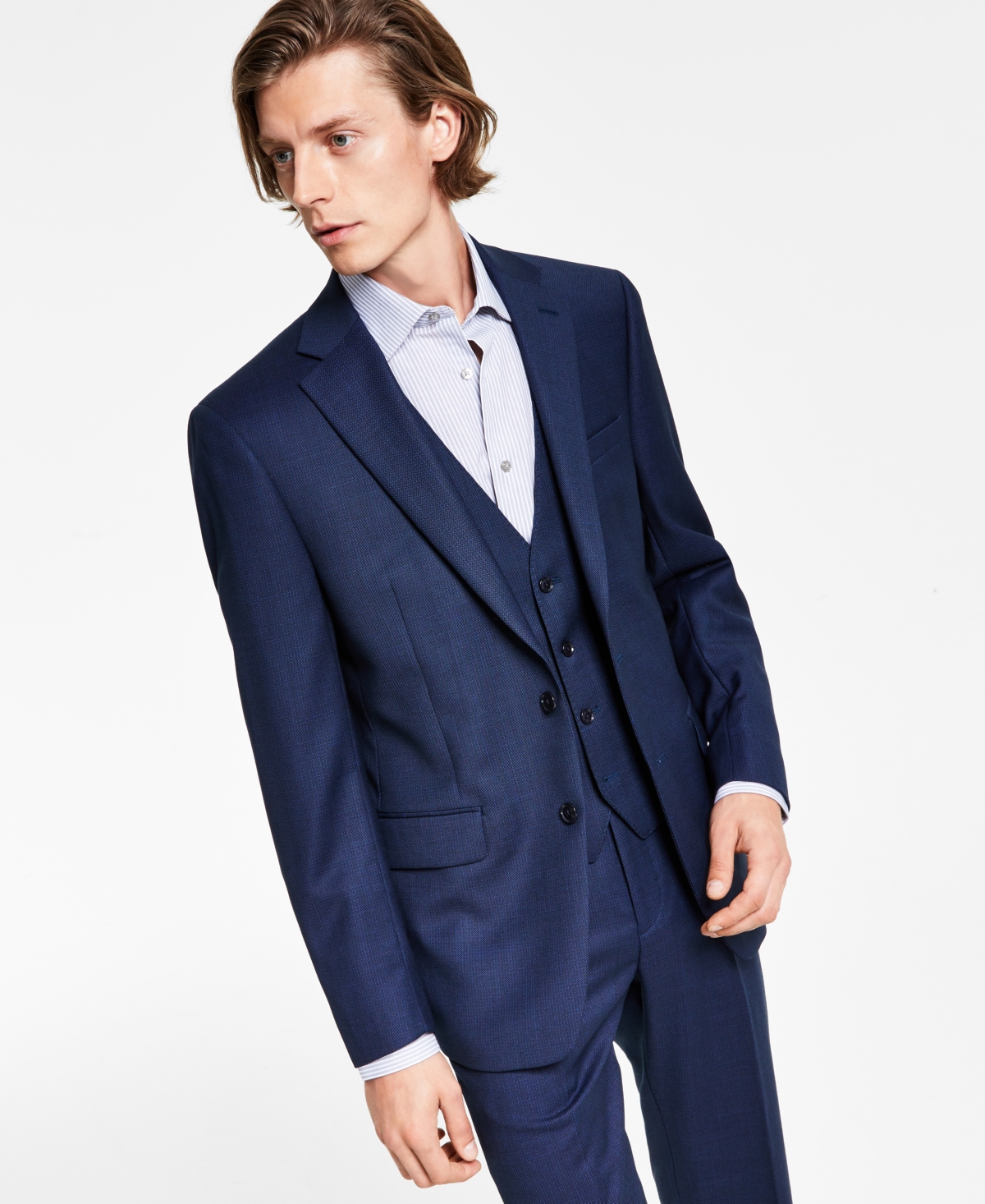 Calvin Klein Men's X-fit Slim-fit Stretch Suit Jackets In Blue Birdseye
