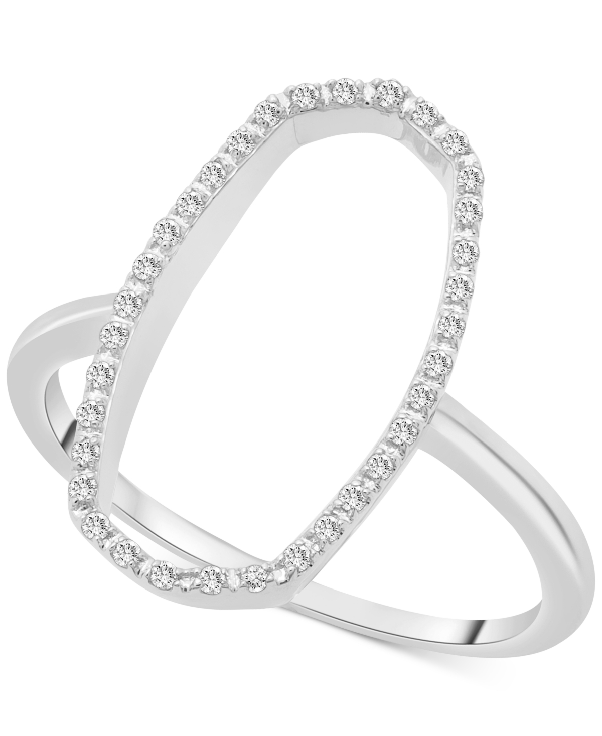 Wrapped Diamond Open Oval Frame Ring (1/10 ct. t.w.) in 14k Gold or 14k Created for Macy's - White Gold