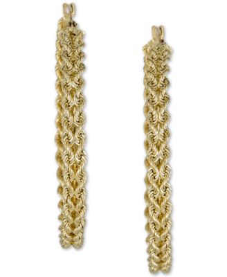 Heart Rope Chain Medium Hoop Earrings in 14k Gold