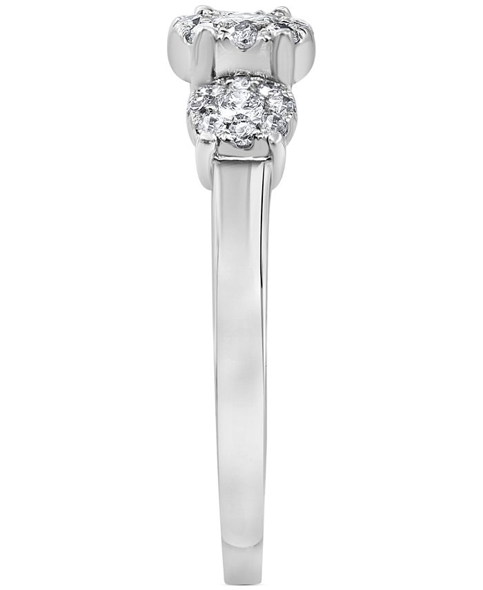 Macy's - Diamond Three Stone Halo Engagement Ring (1/2 ct. t.w.) in 14k White Gold