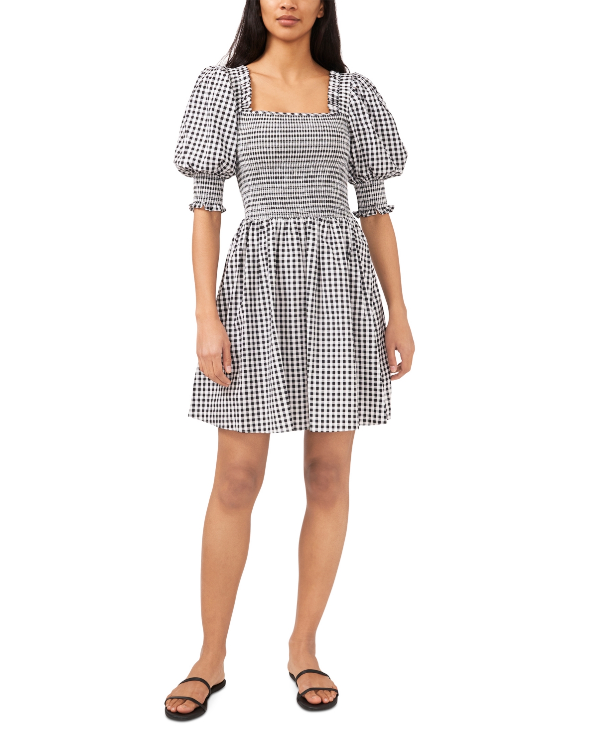 Riley & Rae Women's Puff Sleeve Gingham Dress, Created For Macy's In ...